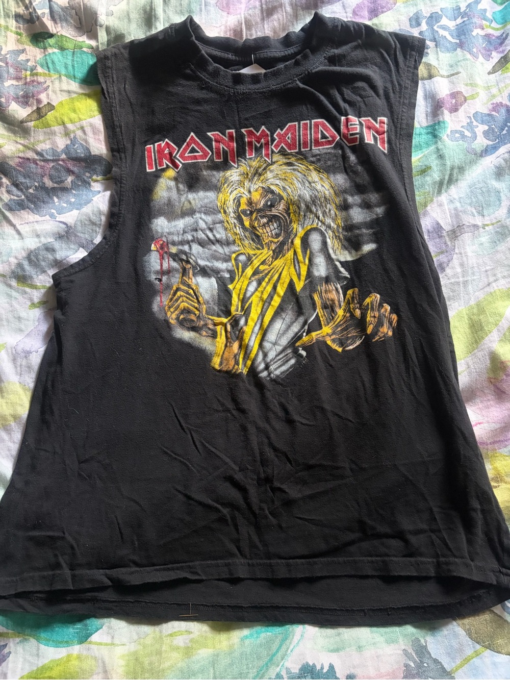 Iron Maiden Black Graphic Cotton Muscle Tank Size Medium
